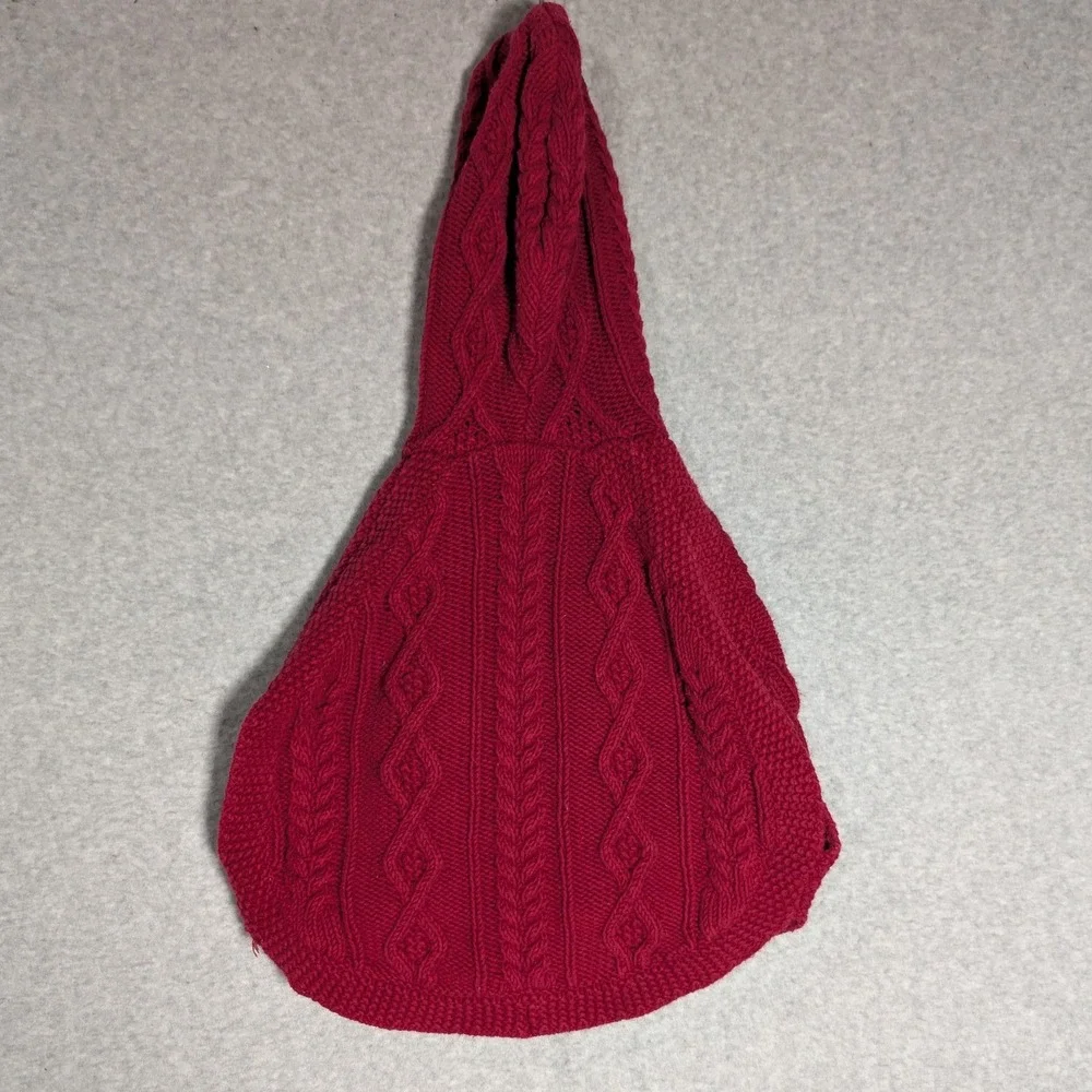 Gymboree Cable Knit Hooded Poncho Kids 18-24M Little Red Zip Front Sleeveless